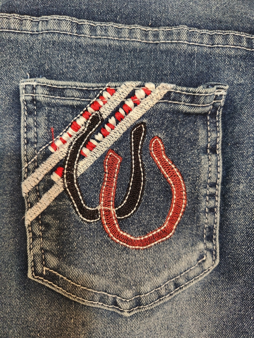 High-Rise Blue Wash Women’s Jeans with Embroidered Back Pockets - Picture 4 of 11